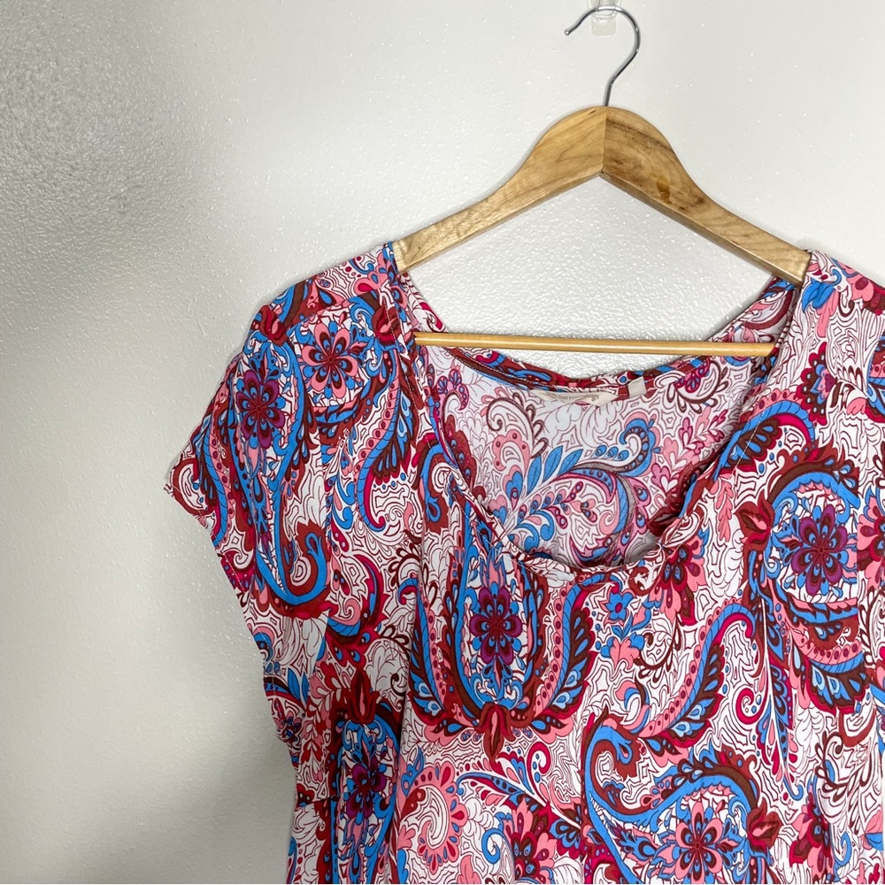 Soft Surroundings | Kara Boho Paisley Blue/Pink Tiered Maxi Dress - Picture 3 of 13